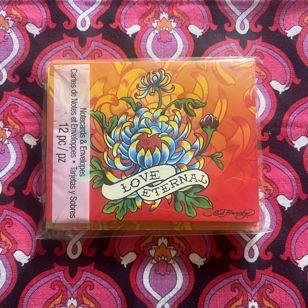 Ed Hardy Love Eternal Notecards - Orange and Blue